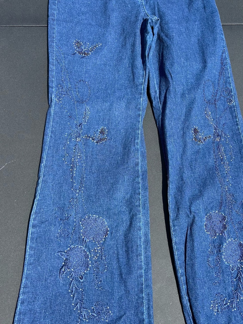 Women’s Blue Straight Leg Jeans with Bead Embellishment - Picture 6 of 13
